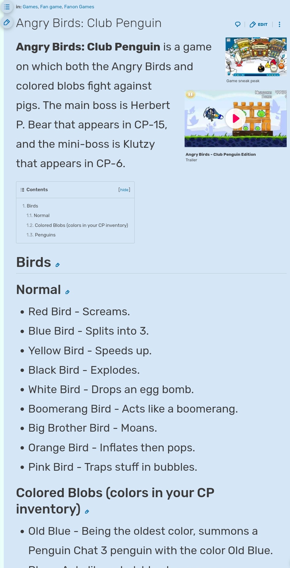 Angry Birds Epic 2, Angry Birds Fanon Wiki