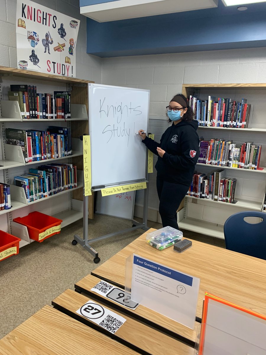 NCHSLibrary's tweet photo. Knights’ Study is in session! Our seniors are Avid trained and ready to tutor their peers in the core subjects, Spanish &amp; German. We are so proud of our seniors who have volunteered their time to help their peers be successful. Go Knights! https://t.co/me5a8hB6ke