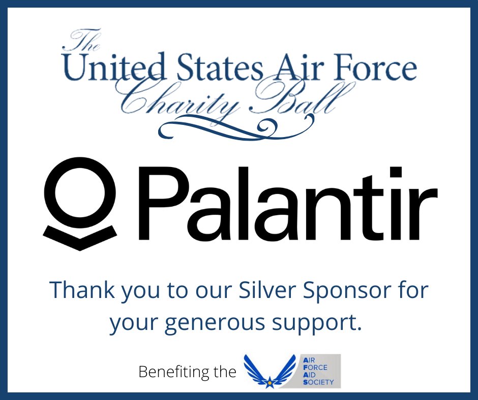 AirSpaceGala's tweet photo. We would like to thank Palantir Technologies  for supporting our Airmen and Guardians with a Silver Sponsorship. We appreciate your generous support of the Air Force Charity Ball.   

https://t.co/GAdILfBwdq  
@PalantirTech  

#afcb2022 #airforcecharityball2022 #AFAS https://t.co/uJZgNc5CVp