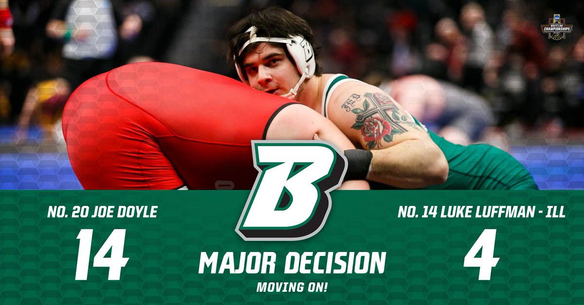 BearcatsWrestle's tweet photo. WOW! Joe Doyle absolutely dominates No. 14 Luke Luffman (Illinois) and advances in the consolation bracket!!

#EmbraceTheGreen https://t.co/F1QJg1t3eK