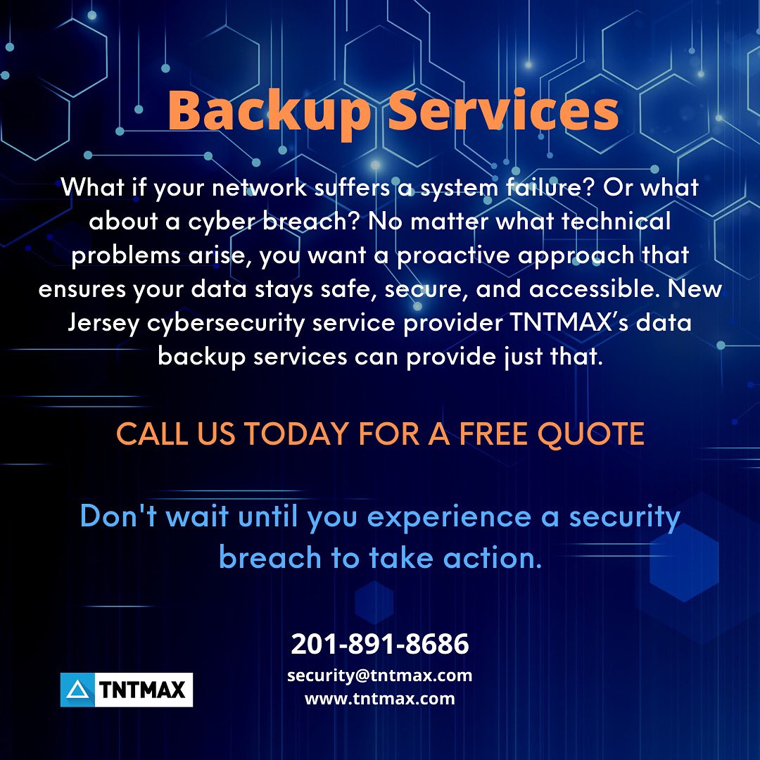 TNTMAX's tweet image. Call us today for a free quote! 

tntmax.com/it-services/ba…

#Cybersecurity #tntmax #cybersecuritytraining #cyberattacks #cybercrime #cyberinsurance #cyberrisk #cyberthreat #compliance
#ITcompany #technology #wyckoffnj #supportsmallbusiness #bergencountynj