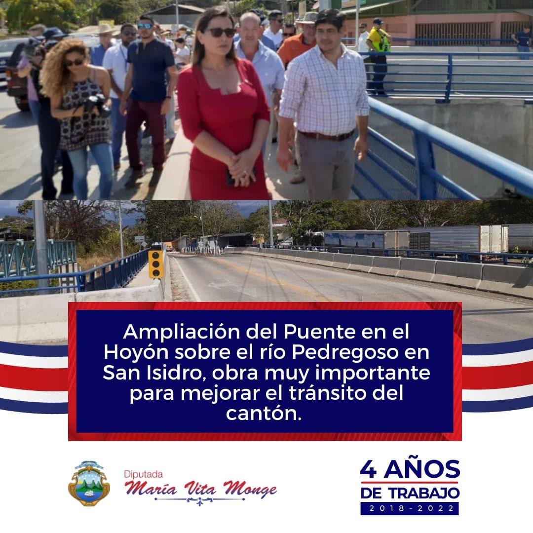 #RendiciónDeCuentas Una obra muy importante de nuestro cantón para mejorar la infraestructura vial fue la ampliación del Puente en el Hoyón sobre el río Pedregoso en San Isidro en febrero de 2020, gracias a un comprometido trabajo de articulación con el Poder Ejecutivo.