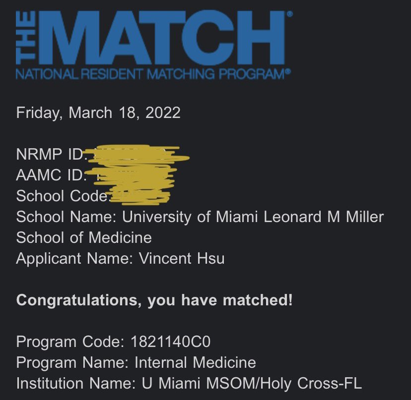 Excited to share I've matched at my #1 choice to continue my training in #InternalMedicine <a href="/UMiamiHealth/">UMiami Health System</a> <a href="/HolyCrossFL/">Holy Cross Health</a>! #Match2022 #TheU