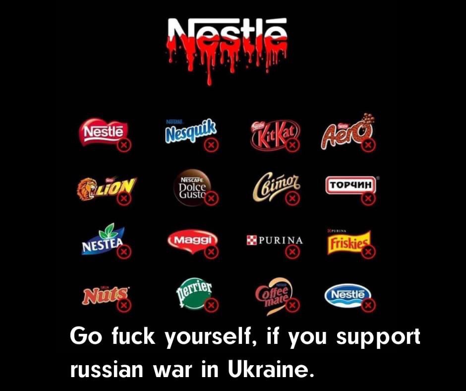 Good morning Nestlé, we are from Ukraine and we have an important message.
#Nestle #NestleBoycott