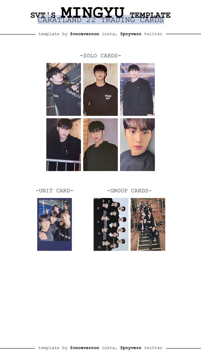 caratland 2022 trading card templates for the8, mingyu, and dk :)