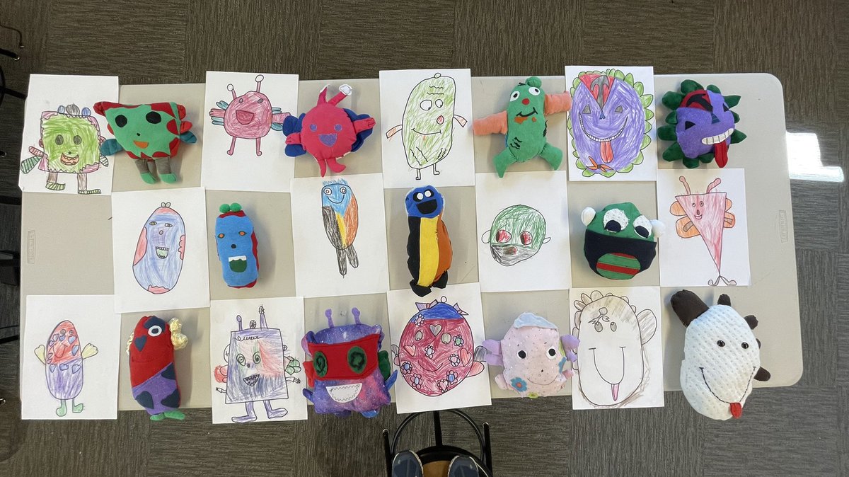 clara_ngo's tweet photo. Another year another set of stuffed toys drawn by K and sewn by 7th G. This year, they are “Yet Dolls.” They all come with a pocket so the K can put goals of things they can’t achieve YET but hope to. @HillbrookSchool https://t.co/Y2SNwjgzLD