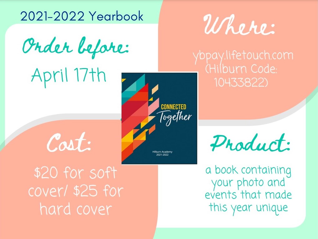 Only 30 DAYS left to purchase your <a href="/HilburnAcademy/">Hilburn Academy PreK-8</a> yearbook for the 2021-2022 school year! Make sure you have a way to capture the memories from this year.