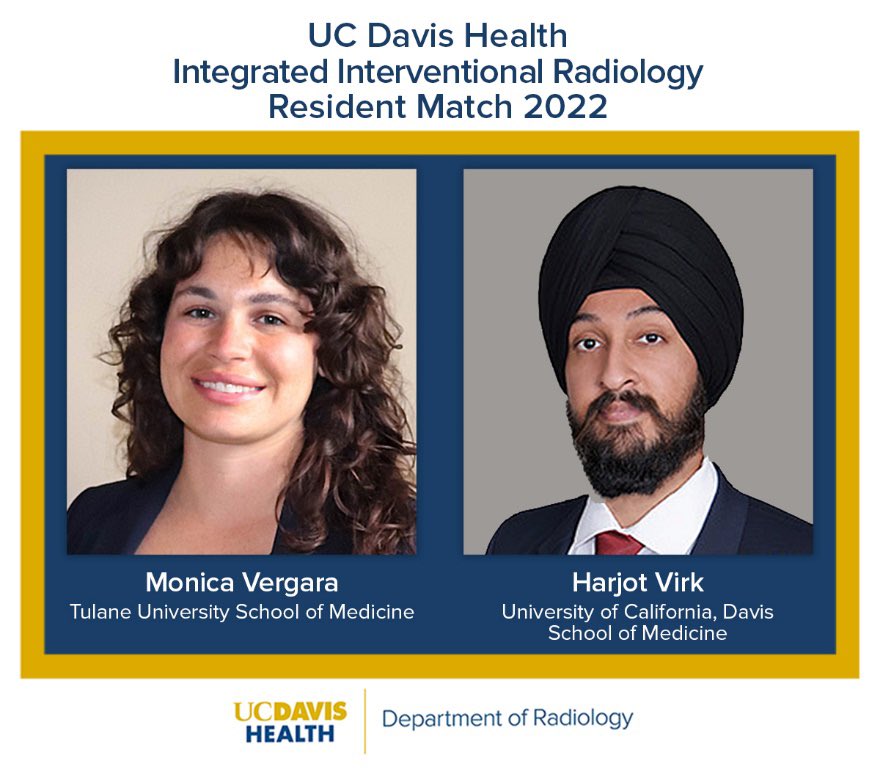 UC Davis VIR (@ucdvir) on Twitter photo A stellar #IRad <a href="/TheNRMP/">NRMP®</a> #MatchDay2022 for <a href="/UCDavisHealth/">UC Davis Health</a>! Welcome to the team Monica Vergara (Tulane SOM) and Harjot Virk (UC Davis SOM)! <a href="/SIRspecialists/">Society of Interventional Radiology</a> A stellar #IRad <a href="/TheNRMP/">NRMP®</a> #MatchDay2022 for <a href="/UCDavisHealth/">UC Davis Health</a>! Welcome to the team Monica Vergara (Tulane SOM) and Harjot Virk (UC Davis SOM)! <a href="/SIRspecialists/">Society of Interventional Radiology</a>