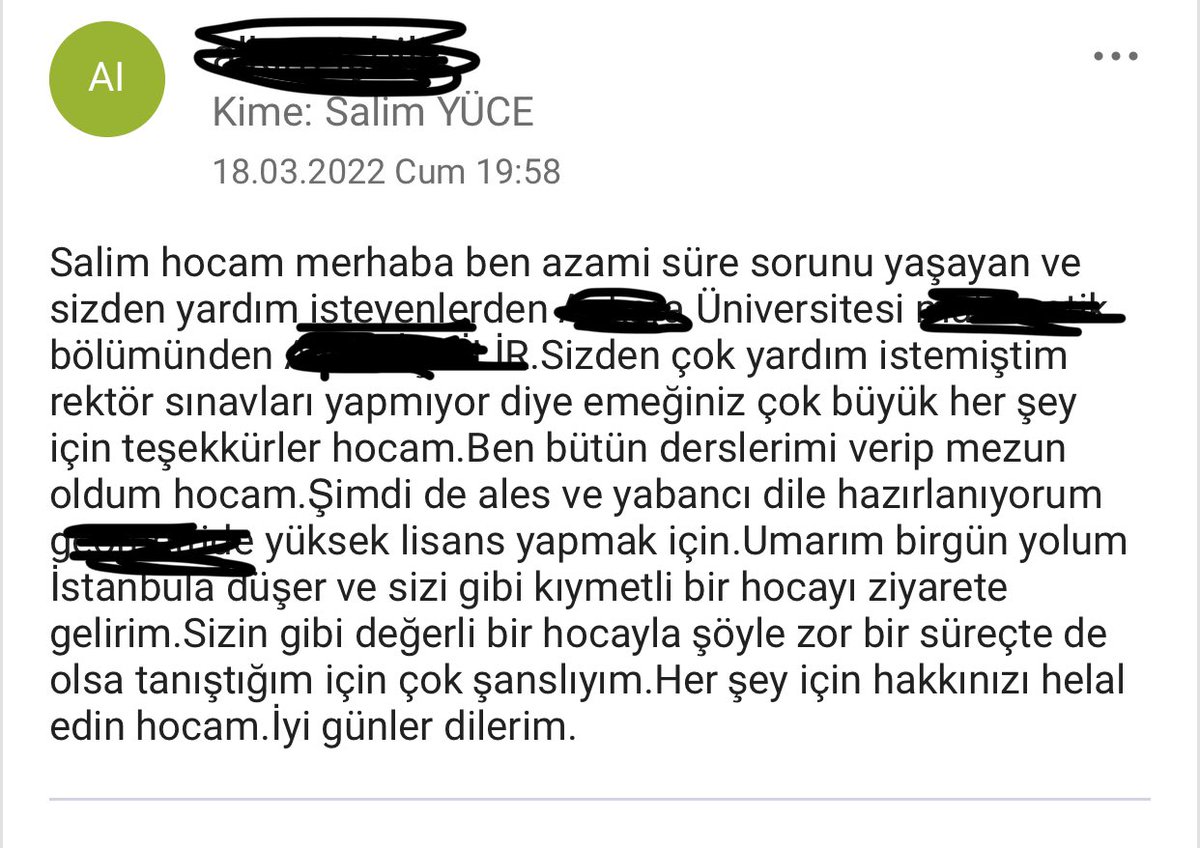 #azami sorunu yaşayan öğrencileri başarız gören rektörlerimize atfen. Azmin güzel bir sonu. Şimdi de yüksek lisans hayali kurulması...muazzam👏🏻. Darısı diğer öğrencilerimize...tebrikler