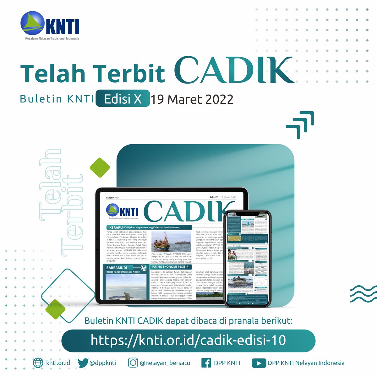 Tahap awal kebijakan penangkapan ikan secara terukur akan diterapkan di WPPNRI 718 yang meliputi perairan Laut Aru, Laut Arafuru, dan Laut Timor bagian Timur.  

Selengkapnya terangkum dalam #CADIK edisi ke 10, selamat membaca. Klik -> knti.or.id/cadik-edisi-10/

#KNTI #NELAYAN