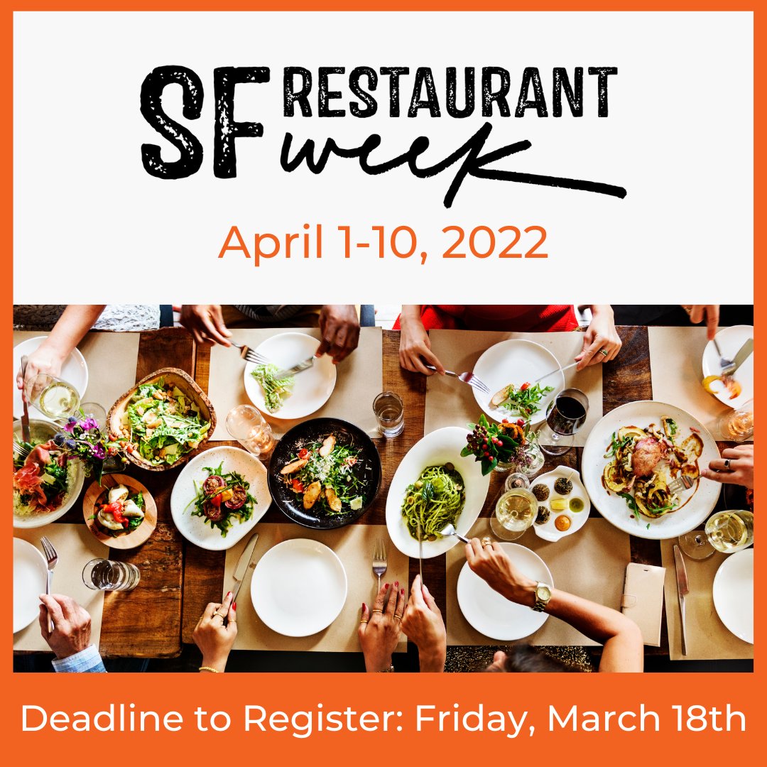 EatGuideSF's tweet photo. Heads up! Today is the last day to register for SF Restaurant Week.
This is your last chance to register- donβt miss your opportunity to participate!
This is FREE to GGRA members!
https://t.co/2Q3RBRiFpK
#TheEatGuide #restaurantweek #sfrestaurantweek @VisitSF https://t.co/5v4qBgSTZv