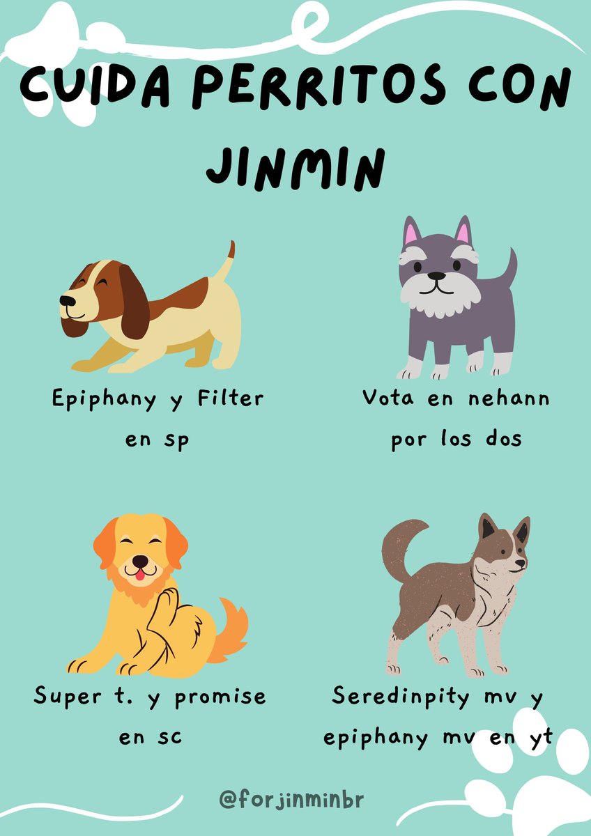 forjinminbr's tweet image. cuida perritos con jinmin 🐾

— les traigo esta dinámica enfocada esta vez en seokjin y jimin para que puedan realizarla en cualquier momento del día, no tiene una fecha limite.