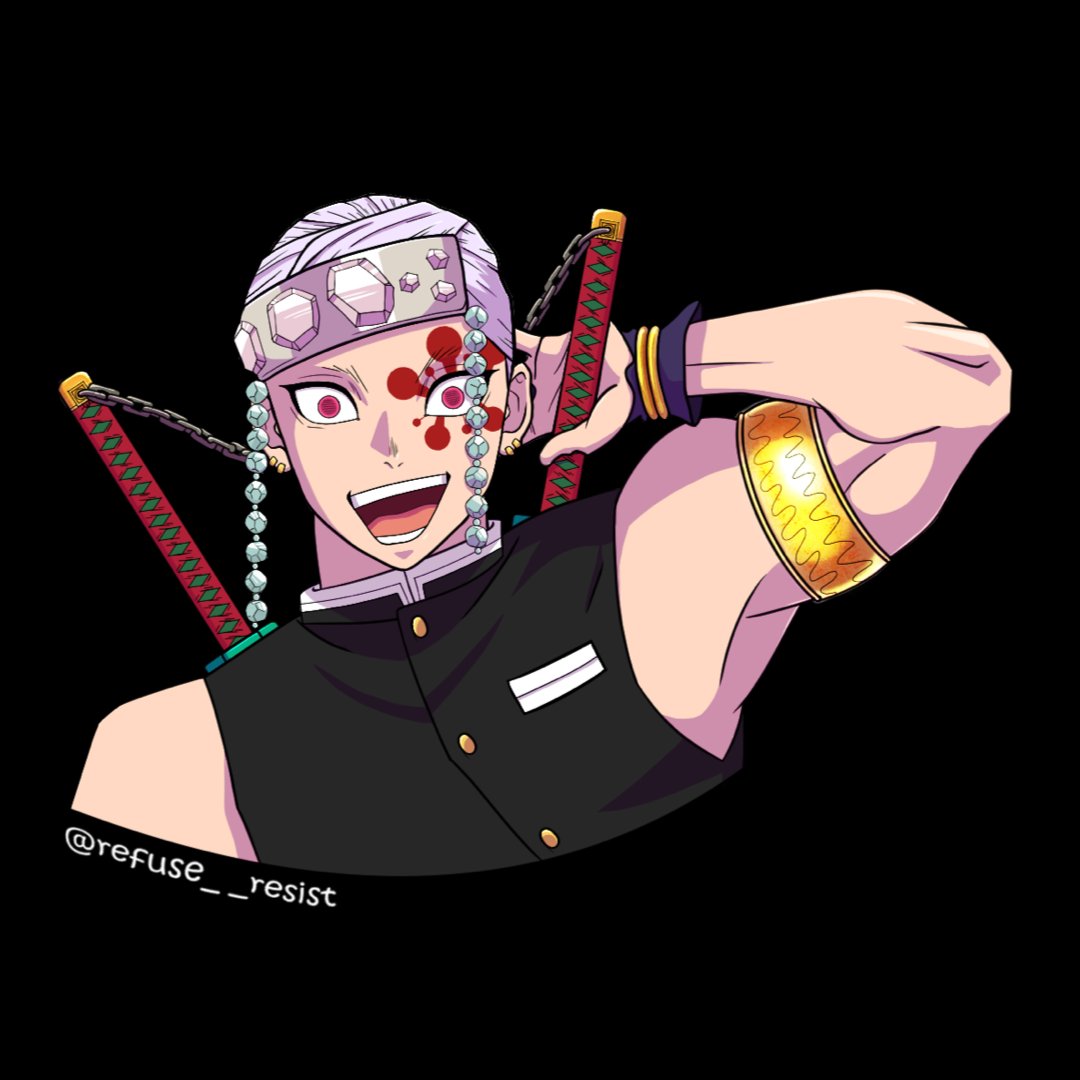 estudiomeiotom's tweet photo. Sextou com Tengen Uzui, o Hashira do som de Demon Slayer - Kimetsu no Yaiba!🎶 Essa arte do @_RefuseResist_  vai ser um dos adesivos disponíveis na loja 🔊 https://t.co/NUh3ulBGvC