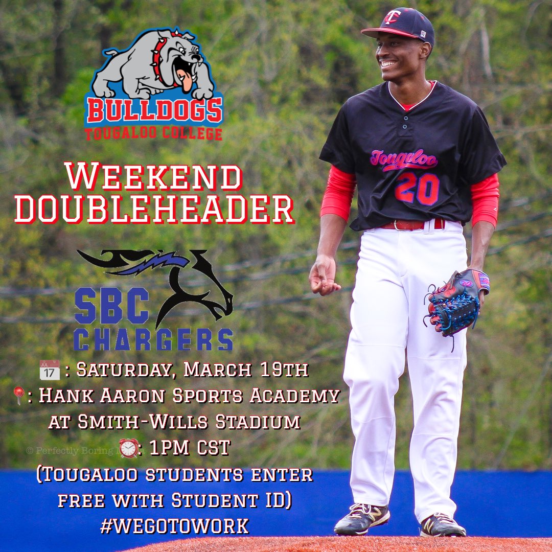 tougaloobsball's tweet photo. Bulldogs will be back in action at home tomorrow versus Southeastern Baptist College. Game details featured below:
📅 : Saturday, March 19th
📍: Hank Aaron Sports Academy at Smith-Wills Stadium
⏰: 1PM CST
(Tougaloo students enter free with Student ID)
#WEGOTOWORK https://t.co/cxmSBIdYY2