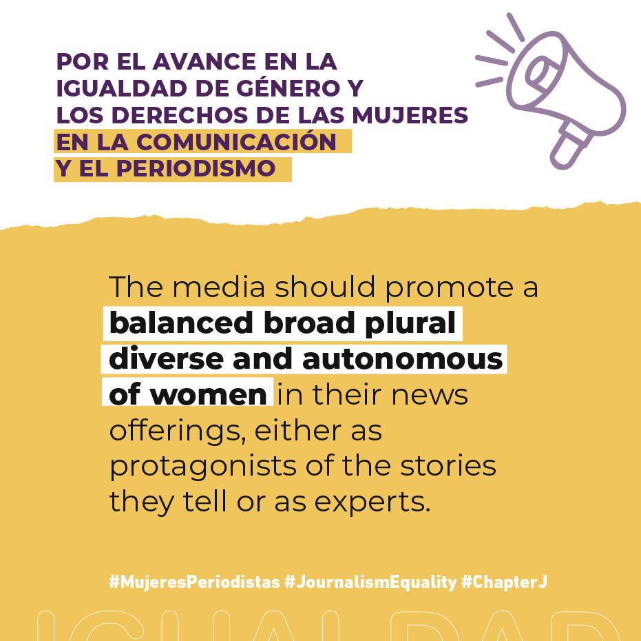 redpergenero's tweet photo. #Campaign #MujeresPeriodistas #JournalismEquality
⚠️ #ChapterJ, has 2 strategic objectives:
1.Increase women's access to and participation in the media, and
2.Promote a balanced and non-stereotyped image of women in the media.
➡️ https://t.co/pftbd1SZOZ https://t.co/vpVC7bnee3