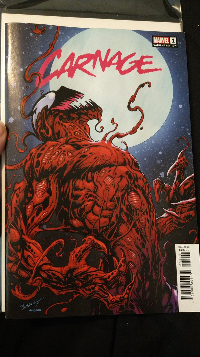 palmettopunishR's tweet photo. There will be #Carnage! @therightram this new start to Carnage is amazing. I might need diggin this more than Venom😱 @Frances62607920 absolutely killed the interiors but I had to grab some classic Bagley &amp; Delgado for the cover! 🤘🏼 Really great new start for evil! #comics #cbfc https://t.co/vSbz1VS42p