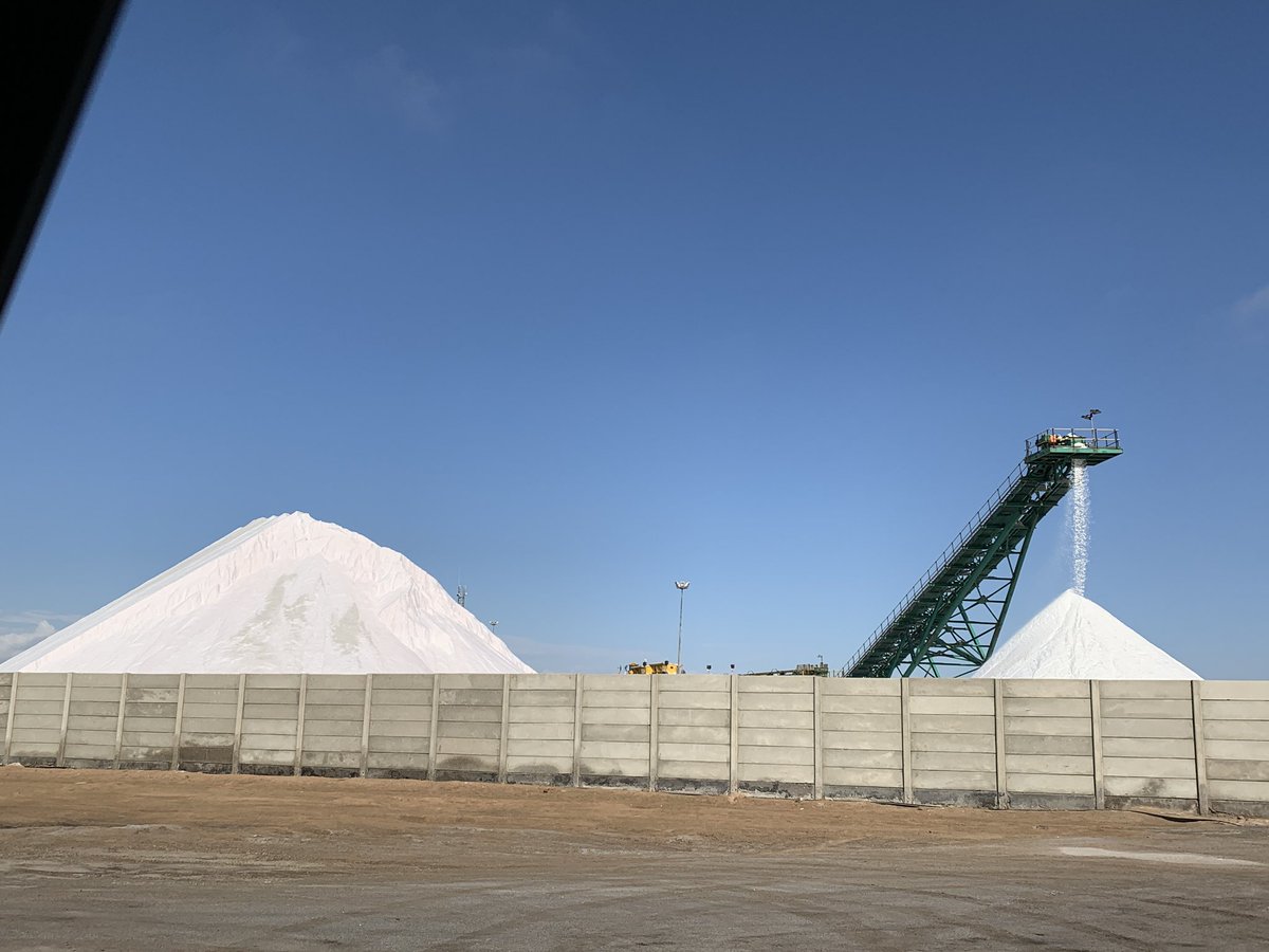 CharlesMooreUK's tweet photo. Snow in Namibia? No, it's actually salt. Walvis Bay produces almost a million tons of salt annually - sea water dried naturally by the sun. Impressive. https://t.co/NEFt53Q5WI