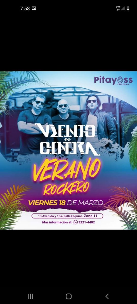 Pitayassz11's tweet photo. *☀️🤟Hoy en Pitayass zona 11 la fiesta nunca termina ven y celebra nuestro Verano Rockero  junto a Viento en Contra tocando totalmente  en vivo🤟☀️*

Escribenos en para mayor información.💬
 
 Buscamos en waze como Pitayass zona 11.🗺

#verano #fiesta #zona11 #viento_en_contra https://t.co/JWoiU0ebq0