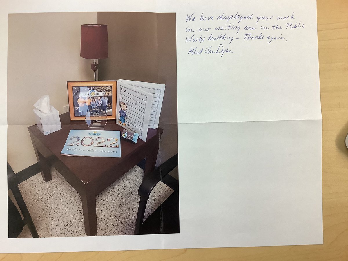 jpickettkinder's tweet photo. Thank you @TownofFrederick for the lovely Thank you card! We enjoyed writing letters to you! We are glad they made you so happy. Thank you for all you do for the community! @LegacyElem @SVVSD #kindergartencares #kindergartenrocks #thepowerofwriting https://t.co/hY10csWLqm