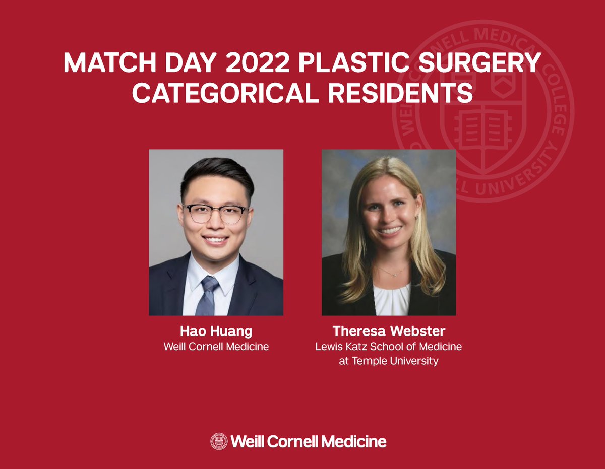 Weill Cornell Medicine Surgery (@wcmsurgery) on Twitter photo Join us in congratulating the new <a href="/WeillCornell/">Weill Cornell Medicine</a> surgical intern class! We are excited to have matched an extraordinary team of young talent and leaders to join the #WCMSurgery family!
#WCMMatchDay #MatchDay2022 #Match2022 Join us in congratulating the new <a href="/WeillCornell/">Weill Cornell Medicine</a> surgical intern class! We are excited to have matched an extraordinary team of young talent and leaders to join the #WCMSurgery family!
#WCMMatchDay #MatchDay2022 #Match2022