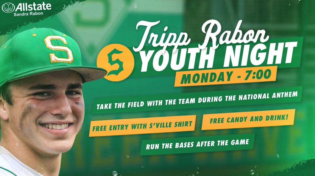 SummervilleBase's tweet photo. Join us Monday, March 21st for Tripp Rabon Youth Night!

Any elementary or middle school students wearing a Summerville shirt not only get in FREE, but get candy and drink! 

Take the field with the team pre-game and run the bases after!

See y’all Monday night!

@SummervilleSC https://t.co/AG728Qll7b