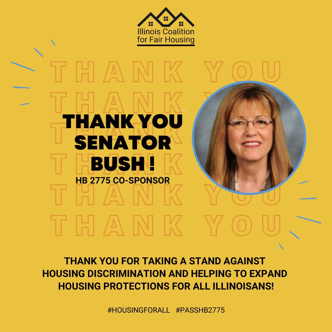 CAFHA's tweet image. ::Appreciation post:: #Illinois is close to becoming the 20th state in the US to adopt #sourceofincome protections that will increase housing opportunities for those who need it most. Thank you Senators @robertmartwick @SenatorBush @SenatorFine @Senator14 for supporting #HB2775!