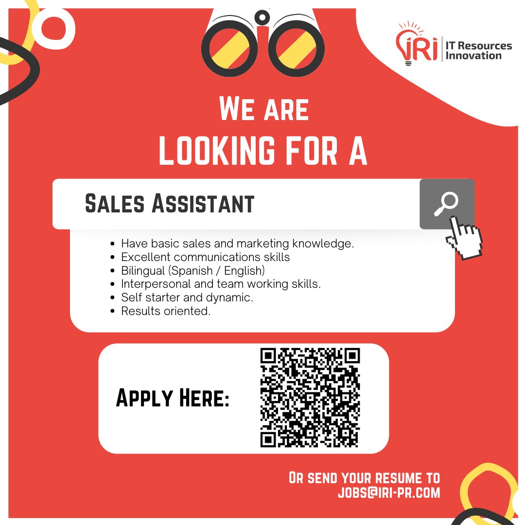 #Hiring Is Sales your passion? 📣 This is definitely the job for YOU! We are searching for SALES ENTHUSIAST to assist us in our Sales Department. Please submit your information here: forms.office.com/r/u5XmvVEP6d