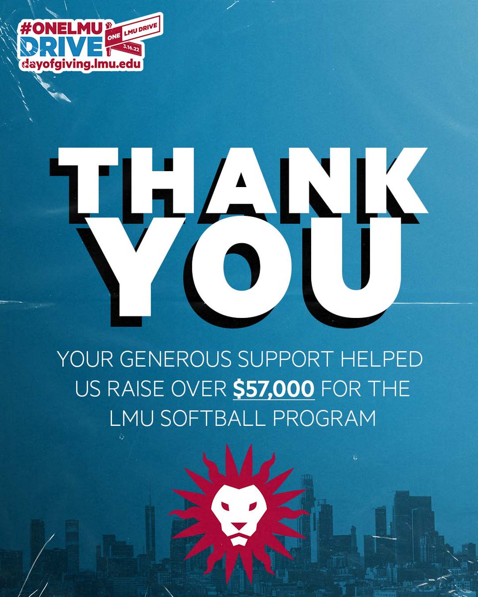 lmulionsSB's tweet photo. Thanks to YOU, we raised over $57,000 directly for our program!
#OneLMUDrive | #JoinThePride https://t.co/JBAn3Fjhfe