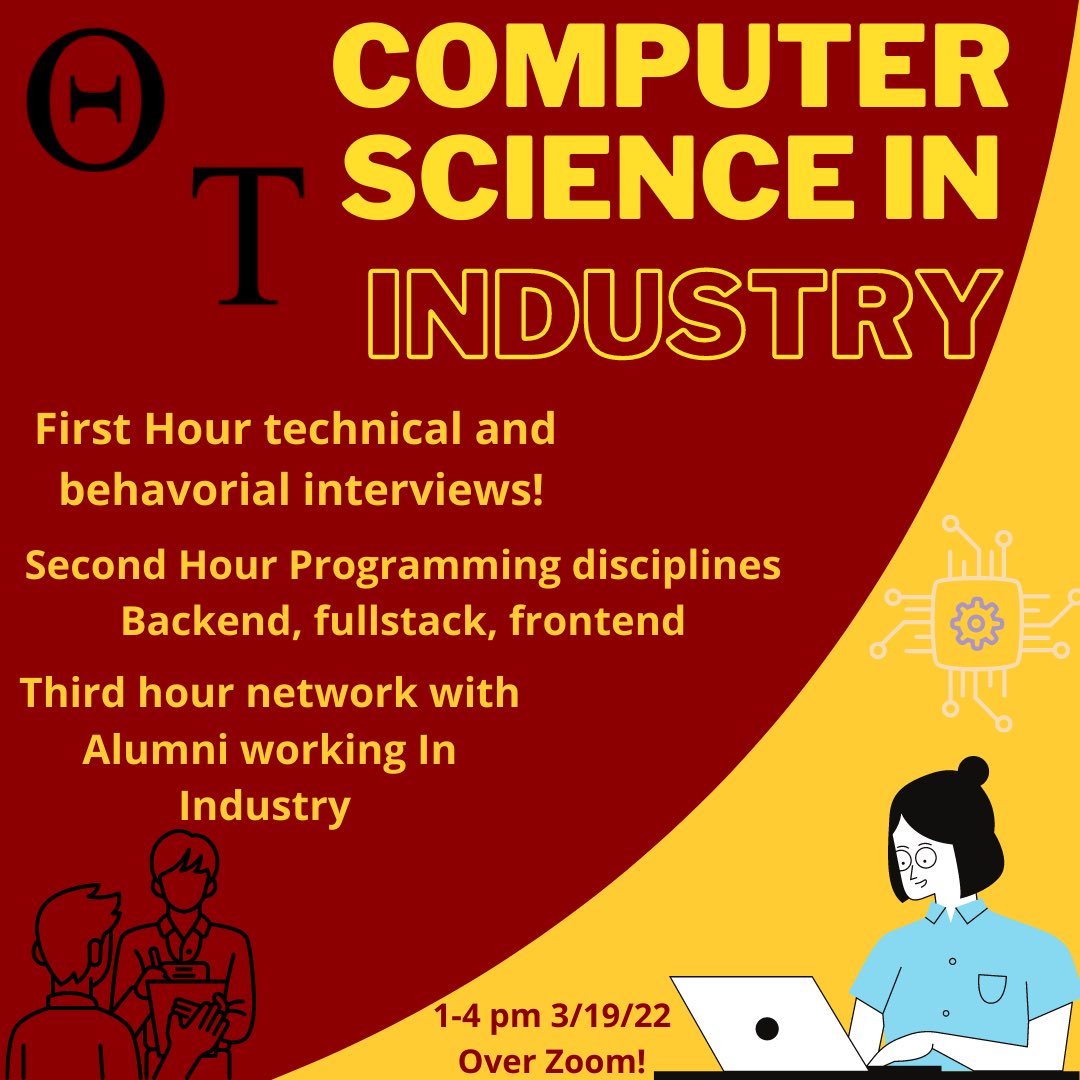 MDThetaTau's tweet photo. Want to learn what it takes to get into the computer science industry from now experts? Join us tomorrow at 1PM for an opportunity to do just that!

Save the link: https://t.co/wqE4Q6mqBx https://t.co/q0Hjhct6Sn