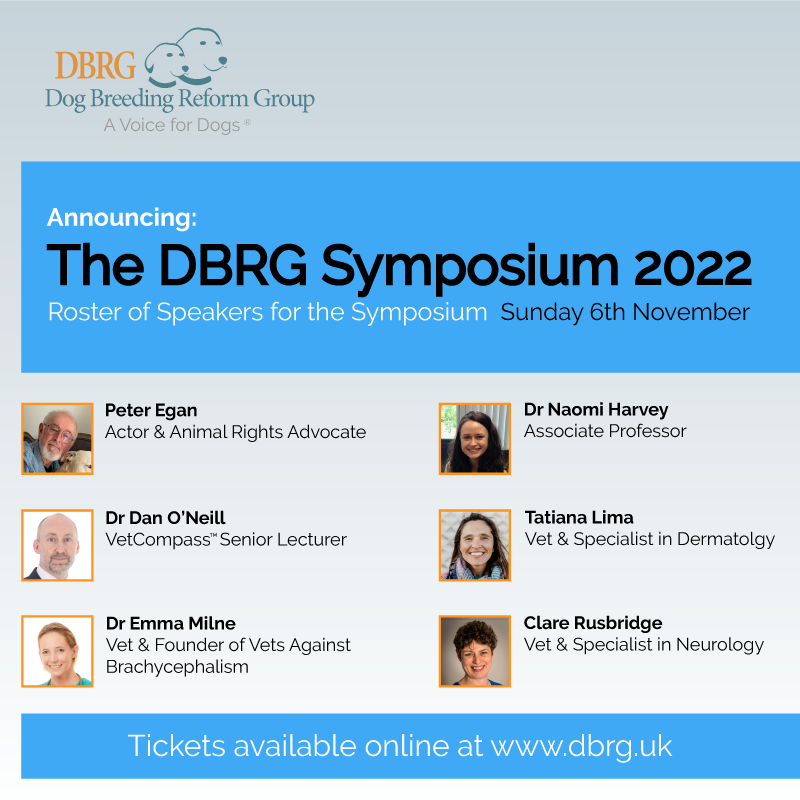 This year's #DogBreedingReformGroup's symposium, at the University of Surrey, will be taking place Sunday, 6th November 2022. This year's programme is 'Tackling Hereditary and Breed-related Skin Problems in Dogs', 
Purchase your ticket here: dbrg.uk/dbrg-symposium…