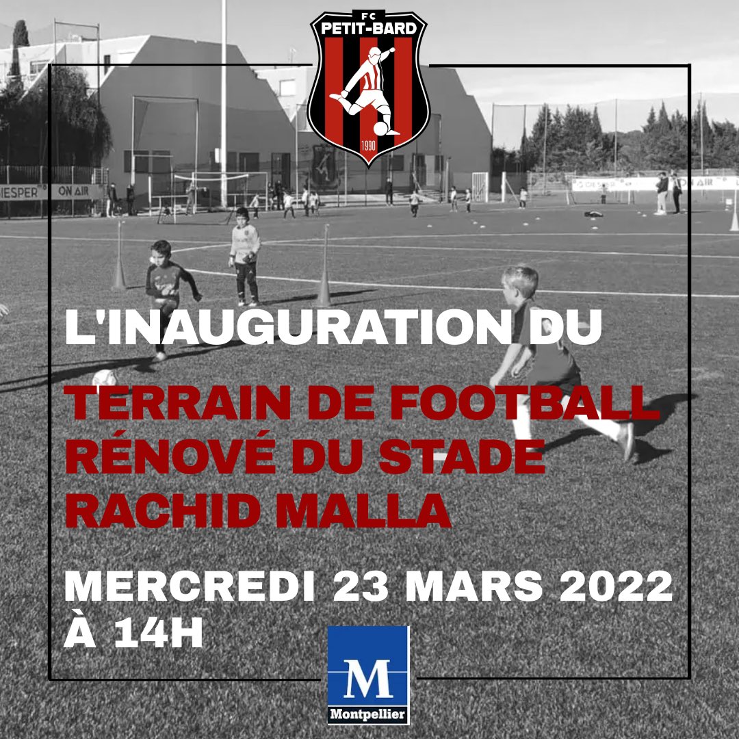 Invitation pour l’inauguration du terrain de football rénové du stade Rachid Malla. <a href="/montpellier_/">Ville de Montpellier</a>