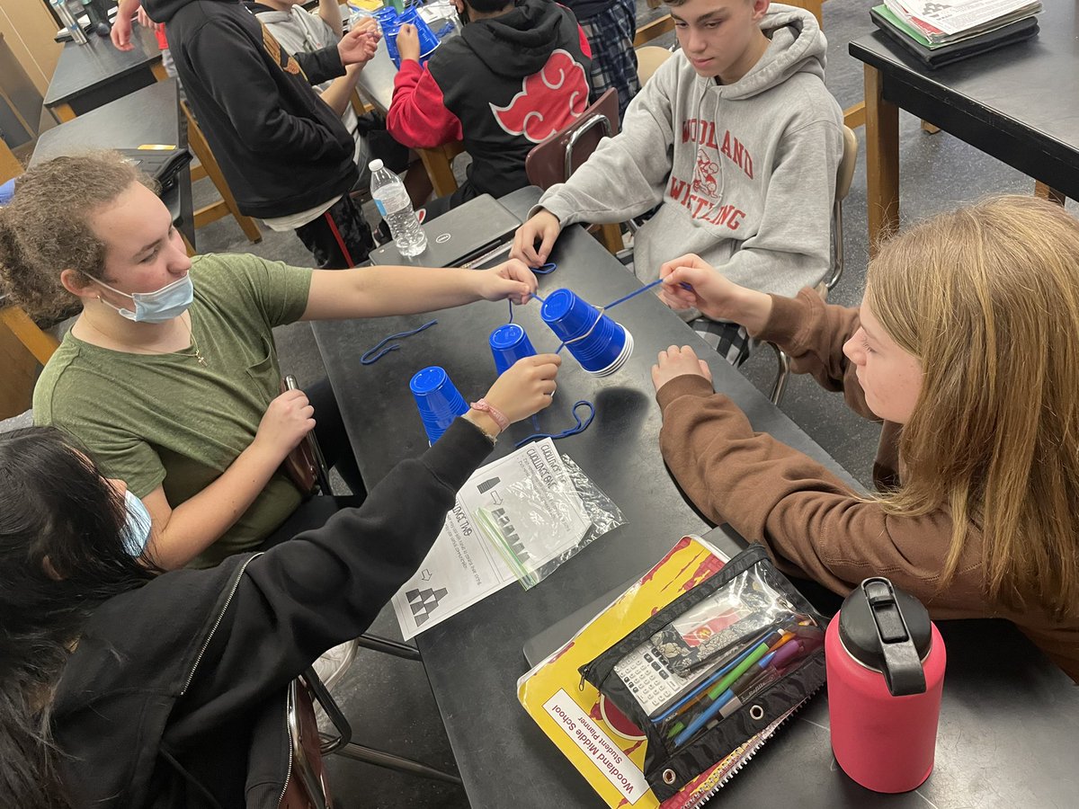 abmichalek's tweet photo. We ended spirit week on a high note with mix it up day! From a team building cup stacking challenge to a class war rock, paper, scissors tournament it was such a success! So proud of my 3rd period class for bringing home the win for house 2! @ms_woodland #middleschool #mixitup https://t.co/HyWANkZjcc