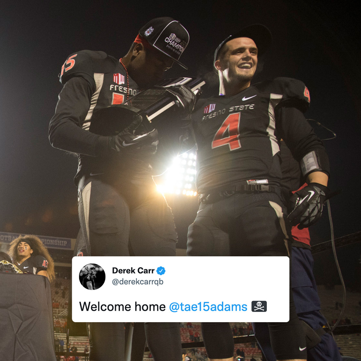 Raiders's tweet photo. .@derekcarrqb and @tae15adams have always looked good in a black uniform 😏 https://t.co/FzrdUZW5xE