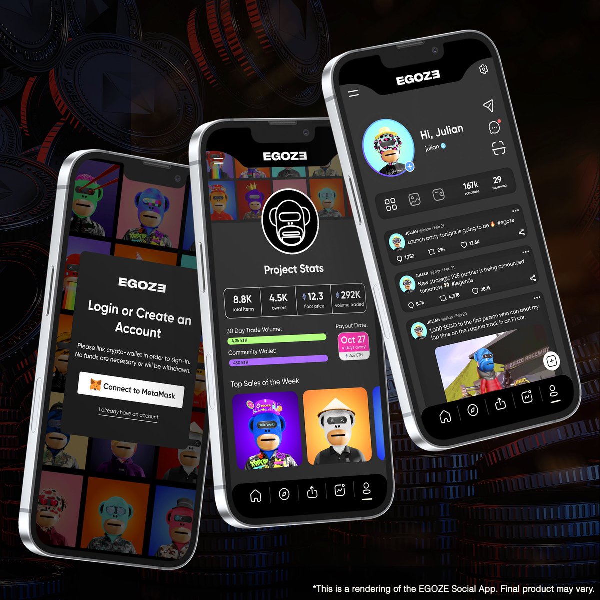 EGOZE_NFTS's tweet photo. EGOZE Social App is coming along. 👀 

Any interaction on this tweet will be considered for WL.  ✨

#EGOZE #NFT #NFTDrop #NFTCommunity #NFTfam #NFTs https://t.co/MGxB0CZ2FK