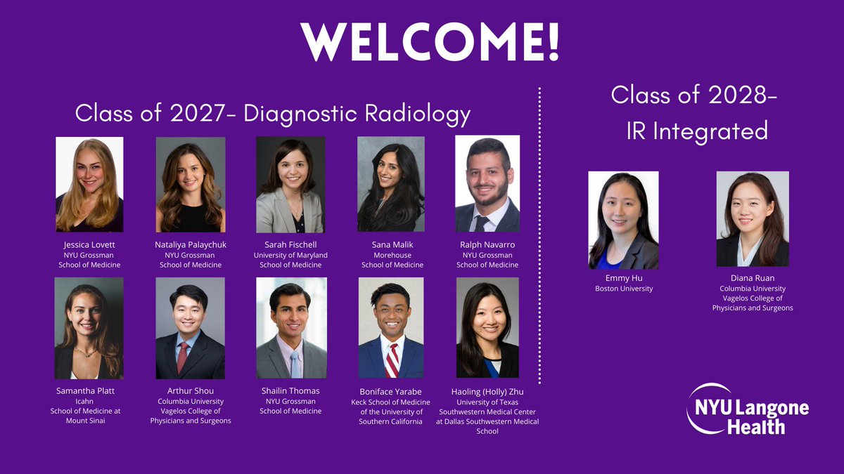 Congratulations to @NYUImaging Diagnostic Radiology Class of 2027 and IR-Integrated Class of 2028!! We are super excited to have you all join our family!! 🤗 Welcome to the best specialty! 🦴🥼🩺#matchday22 #radres @nyuVIR #futureradres #Match2022