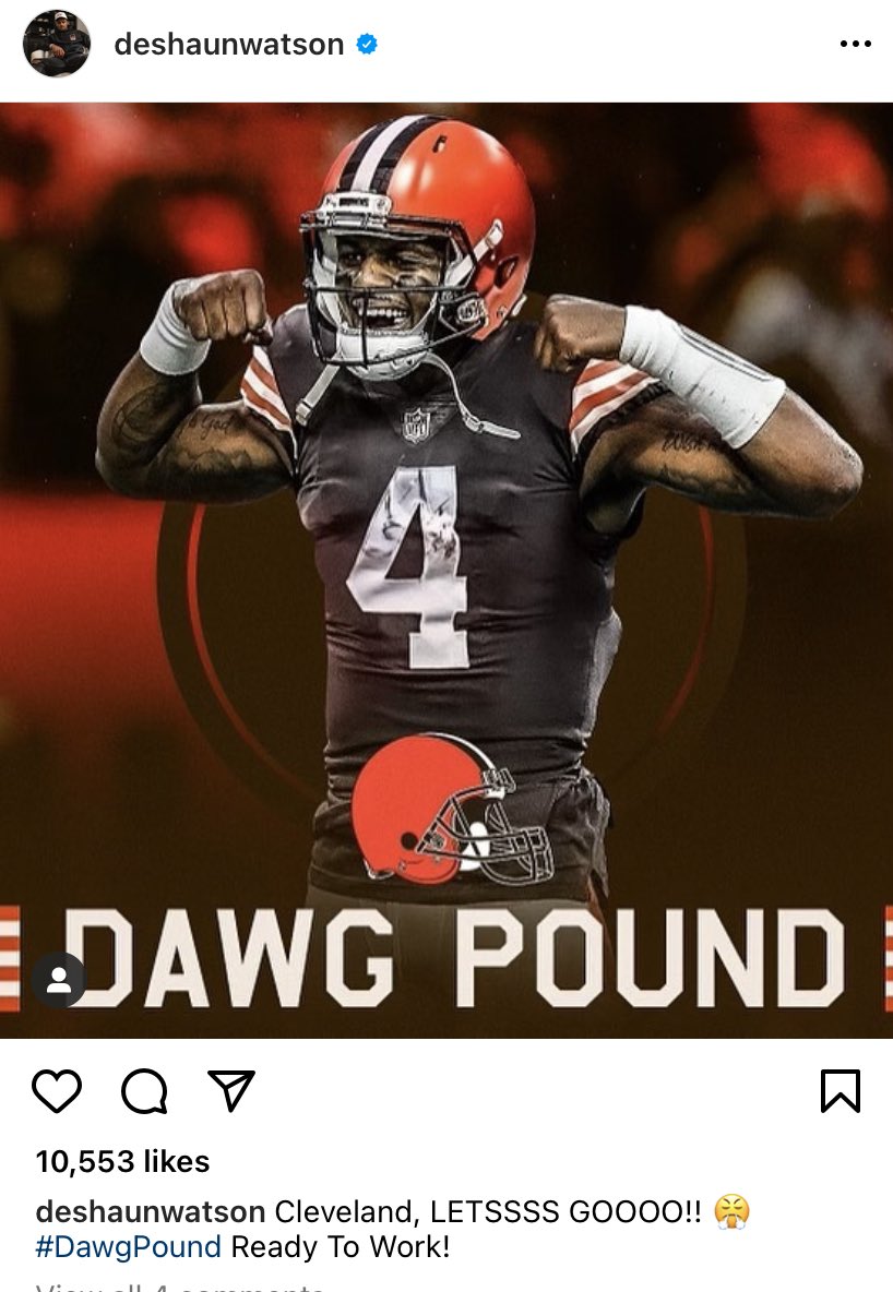 Jake_Trotter's tweet image. From Deshaun Watson’s IG: