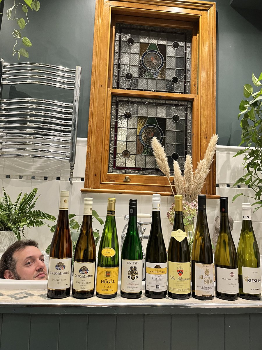 timmilford's tweet photo. Went Riesling shopping at @TheWineSociety. Had a bath. The cricket’s on. Decent. https://t.co/uKX9YFF0EX