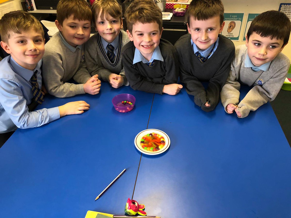 OLM_Primary's tweet image. P3d completed the ‘Skittle Experiment’ and investigated how sugar dissolves in water! #OLMSTEM #ERCSTEM