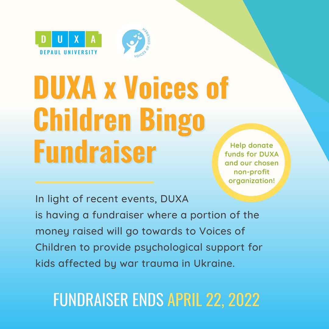 duxadepaul's tweet photo. Hey DUXA members, why not raise money for two great causes--Voices of Children, an NPO that aids and supports children affected by war trauma in Ukraine, and DUXA!  We will be doing a bingo card fundraiser with all of the proceeds going towards these organizations.
(1/4) https://t.co/Sjr1Mfof02