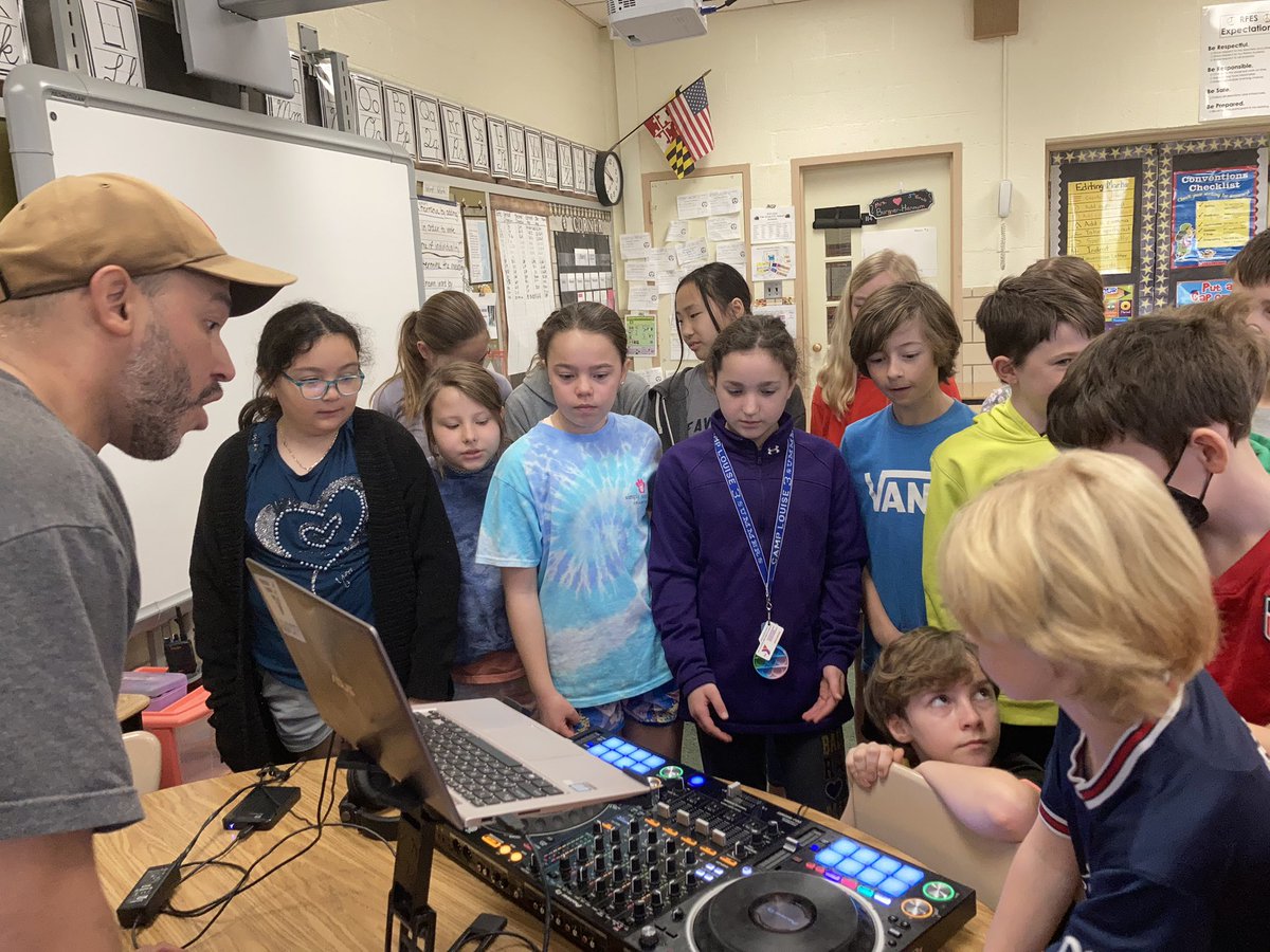 MrsBHsClass1's tweet photo. Thank you Mr. Ortiz for teaching us  about the tools of the trade required to be a dj! @missyfanshaw @RodgersForgeES https://t.co/8jlmDME6nw