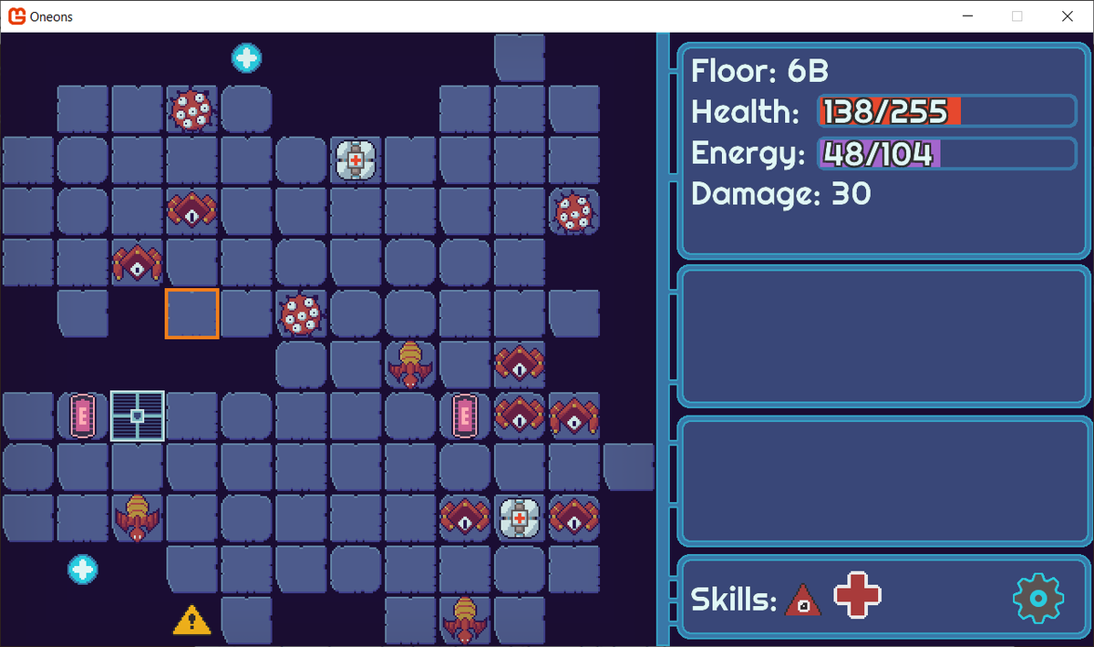 nightblade99's tweet photo. More progress on #Oneons v1.7. Dungeon floors are more than twice as big; I didn't rebalance much, so the game is back to being brutally difficult (as intended) - even with the heal skill.
First biome: done!
#PixelArt #IndieDev #GameDev #MonoGame #Roguelike https://t.co/ivoaBmq15U