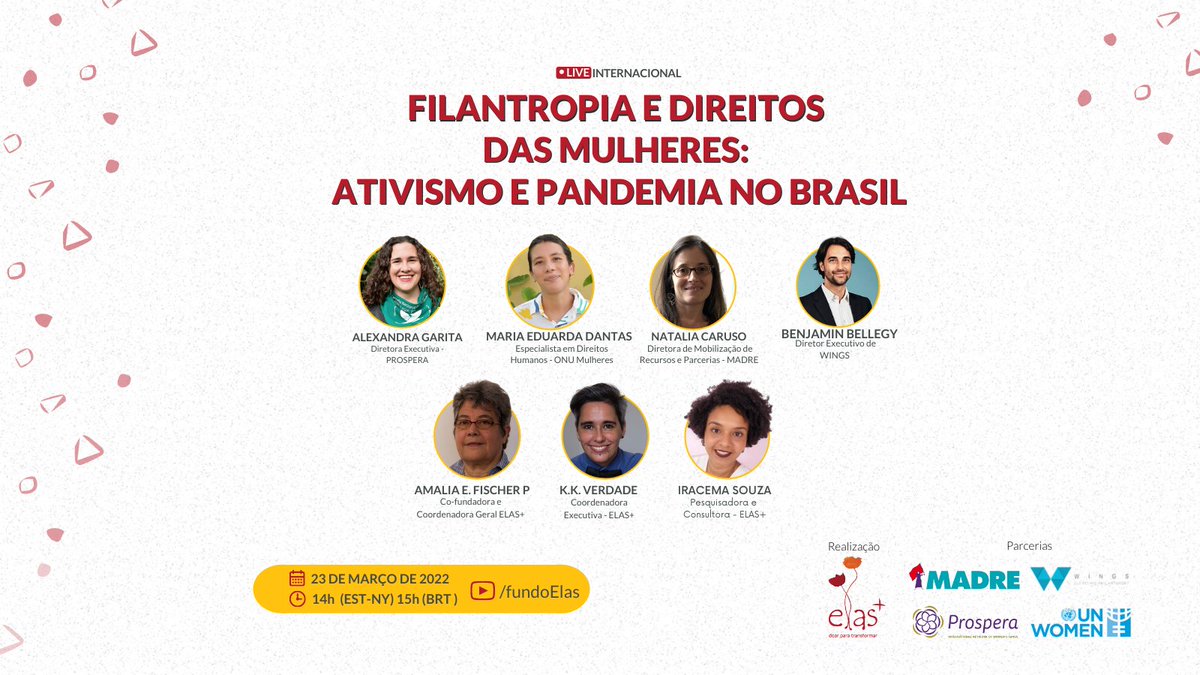 FundoElas's tweet photo. Convidamos você a participar da nossa live para dialogar com pesquisadoras e parceiros internacionais sobre filantropia com base na pesquisa "Ativismo e a Pandemia no Brasil".

Ativa o lembrete: https://t.co/qXS1BDBim3  

#LiveInternacional #FilantropiaeDireitosdasMulheres https://t.co/0WaHYG7elV