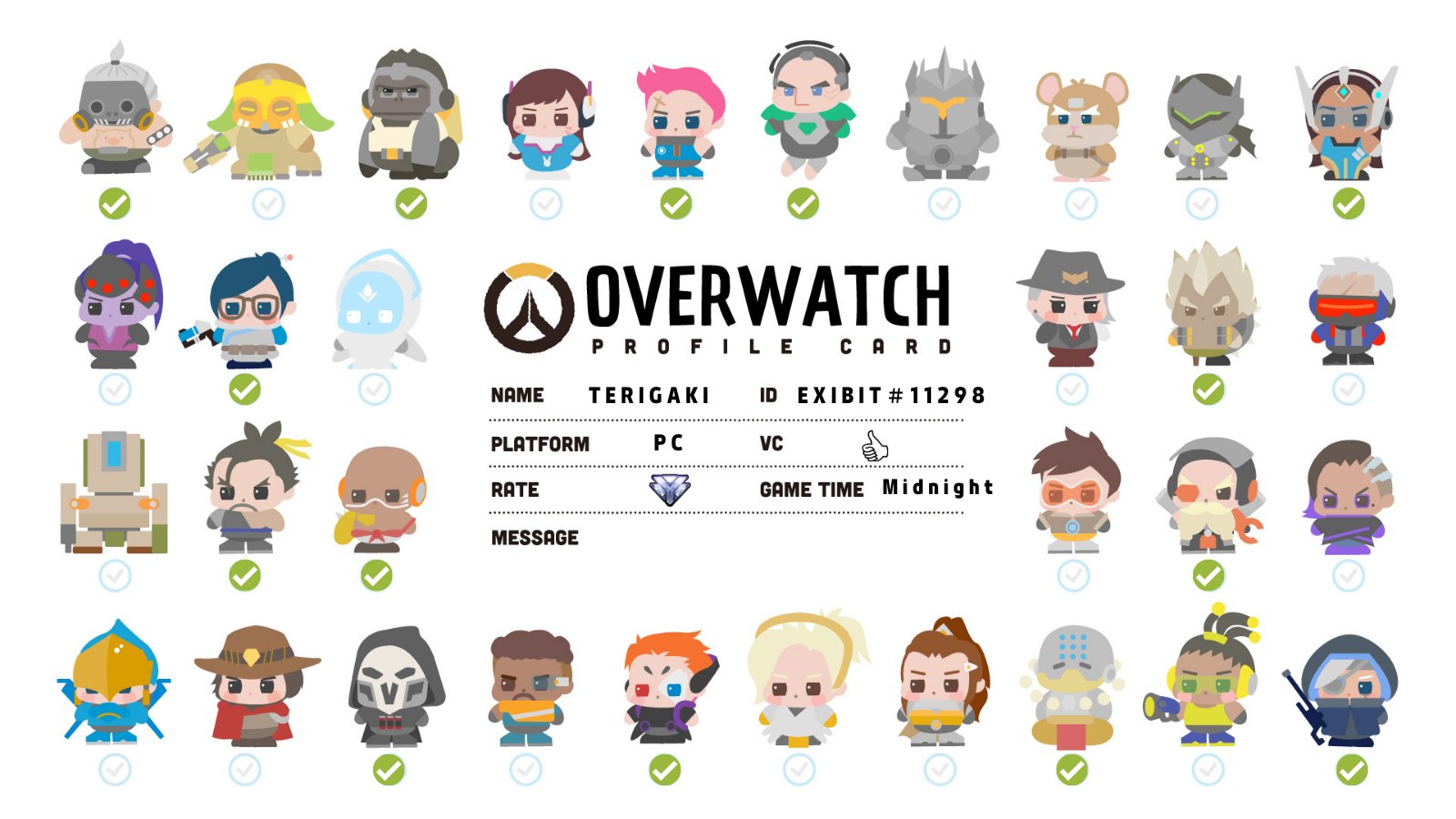 てりがき オーバーウォッチ フレンド募集カード作ったよ キャラのクセ強めですがいっしょにやりませんか オーバーウォッチフレンド募集 オーバーウォッチ自己紹介カード オーバーウォッチ オーバーウォッチ募集 T Co Tqqifnga1v Twitter
