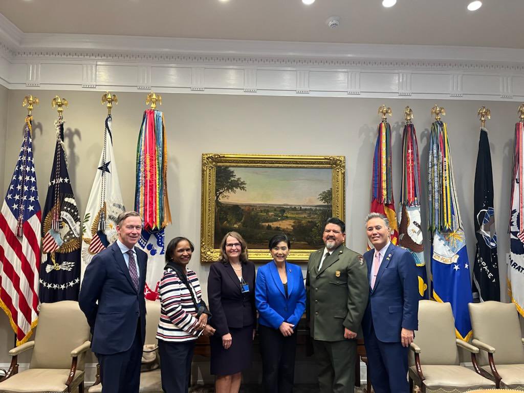 CAPAC's tweet photo. The imprisonment of 120,000 innocent Japanese Americans during WWII cannot be forgotten. We're so proud that CAPAC leaders @RepJudyChu &amp; @RepMarkTakano are @ the WH as @POTUS signs a law making the Amache prison camp a federal historic site. Education is one way to #StopAsianHate https://t.co/qdCR8Dp9y1