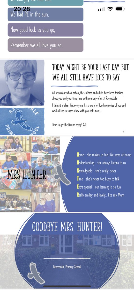 RavensdalePS's tweet photo. Today we said goodbye (for now) to our wonderful Mrs. Hunter - a fantastic, curiosity inspiring teacher; a dedicated, collaborative and respectful professional who’s impacted on so many lives and futures; a truly unique and kind hearted soul, she’s inspired so much happiness! https://t.co/08Y1zgZO1F
