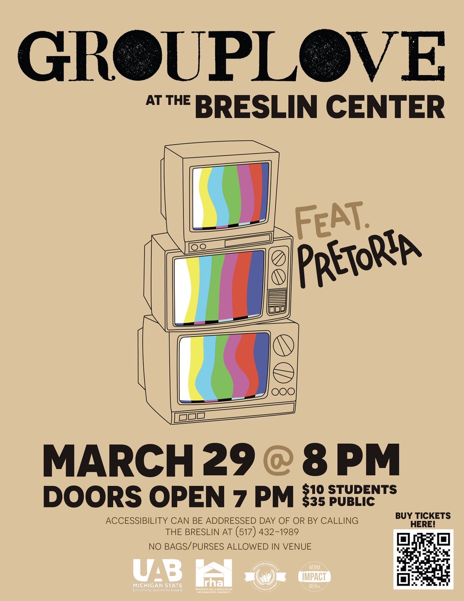 Tickets are on sale NOW to see GROUPLOVE (w/ special guest Pretoria) on Tuesday, March 29th at the Breslin Center! Get tickets at linktr.ee/msuconcert22 and the link in our bio.

Stay tuned for giveaways and more info as we get closer to the big day!