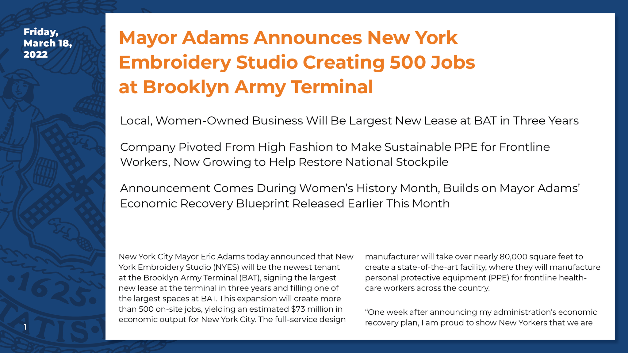 NYC Mayor's Office on Twitter "🚨 500 jobs are coming to the Brooklyn