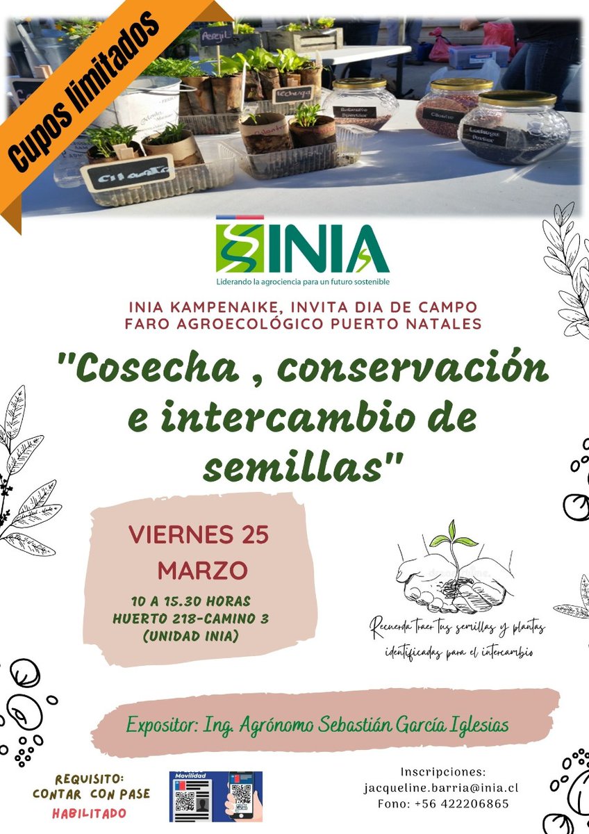Anteción PUERTO NATALES!!!
Inscríbete al #DíadeCampo enviando un mail a: jacqueline.barria@inia.cl <a href="/Inia_Kampenaike/">@IniaKampenaike</a>  <a href="/KMasle/">karina Aguila Masle</a> <a href="/Clau_mcleod/">Clau</a>