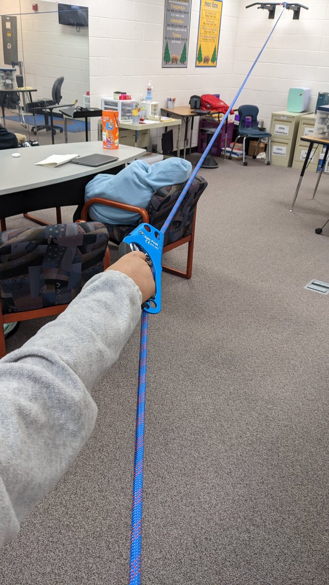 We had a lot of fun learning how a jumar (ascender) works while reading Peak today <a href="/GrangerIPSD204/">GrangerMiddleSchool</a>. #ClimbHighSleepLow Don't worry <a href="/allandavenport/">Allan Davenport</a>, we kept our feet on the ground! 😄