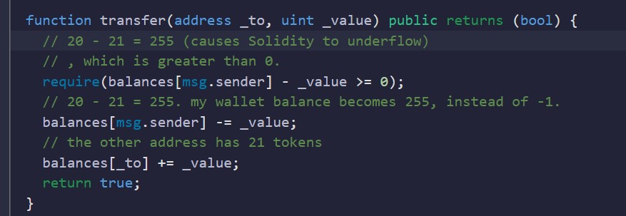 PaulChenTech's tweet photo. Just completed #Token #smartcontract hacking game on #ethernaut. Without #safemath library, #Solidity can't handle negative numbers. The way to hack a contract is to trigger a negative balance, which results in underflow. https://t.co/6U6NrGjee1